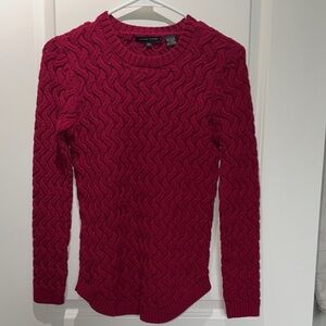 Vintage Jeanne Pierre 💯 cotton Textured Knit Sweater in Deep Red